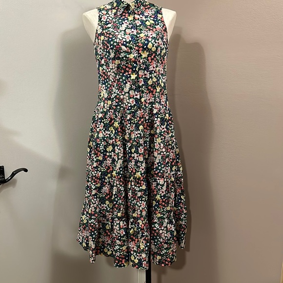 TOMMY Hilfiger Floral Sleeveless Front Button Shirt Midi A-line dress size 2 - Picture 4 of 17